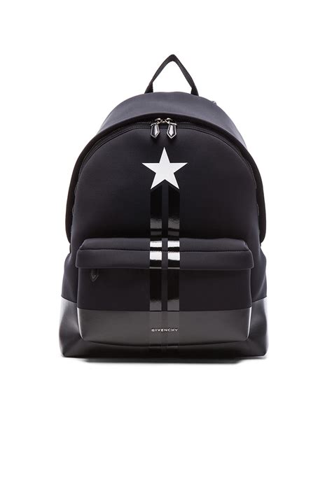 GIVENCHY Neoprene Star Striped Backpack Black